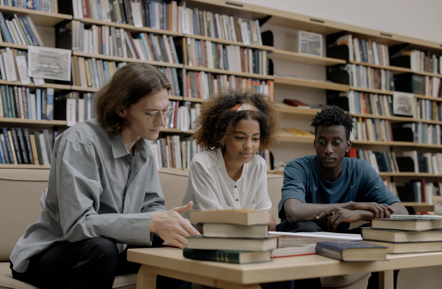 study at a library with friends