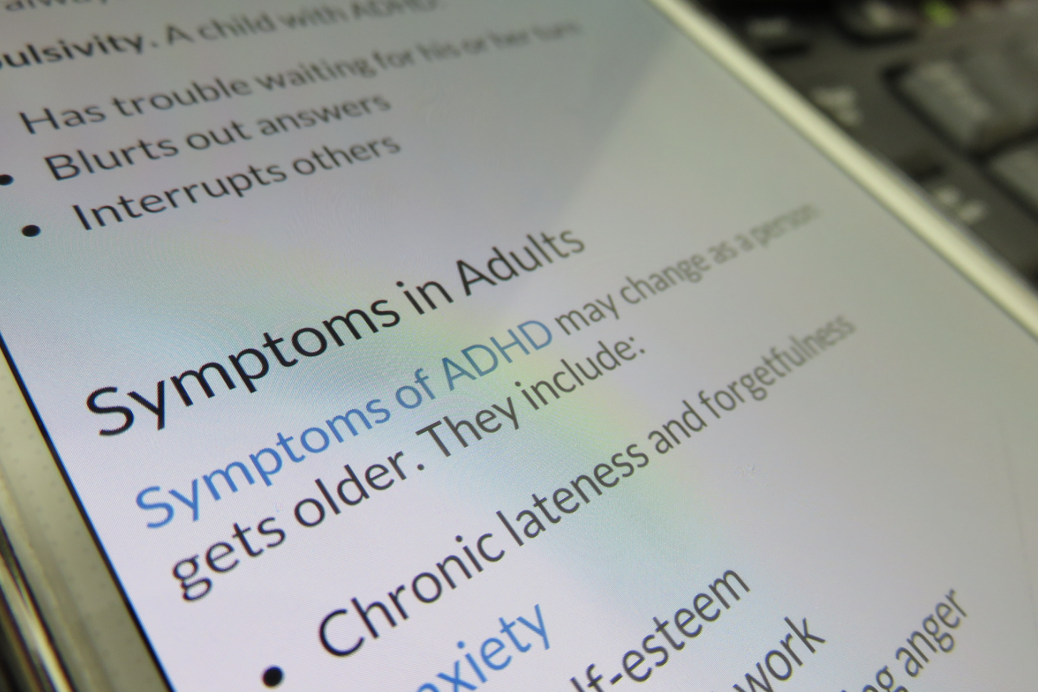 ADHD symptoms adults